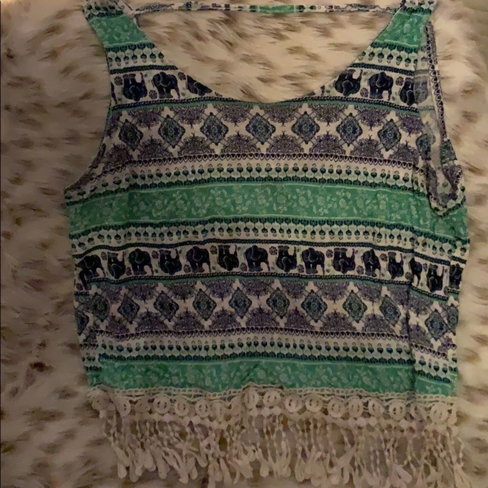 Boho fringe elephant top